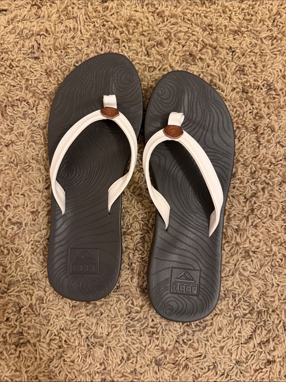 Reef Black Sandal with White Straps